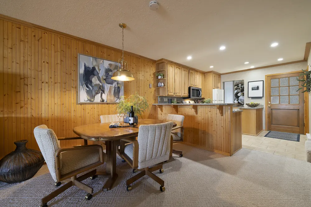 Dining area open to kitchen and tiled entry foyer
